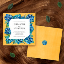 Mariage Aquarelle Hydrangeas Orange Bleu Moderne