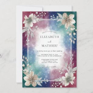 Invitation Mariage Aquarelle Indigo Plum