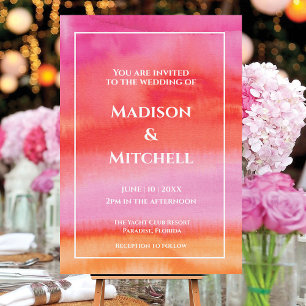 Invitation Mariage aquarelle jardin lever de soleil rose oran