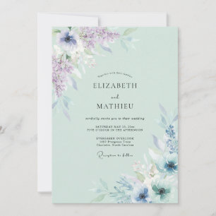 Invitation Mariage aquarelle lilas céladon