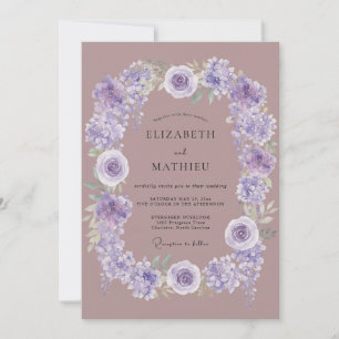 Invitation Mariage aquarelle lilas délavé