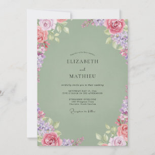 Invitation Mariage aquarelle lilas mousse
