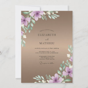 Invitation Mariage aquarelle lilas taupe