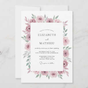 Invitation Mariage aquarelle mauve subtil