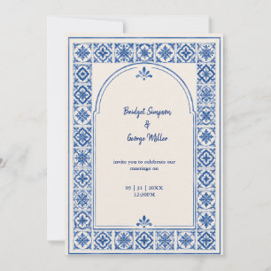 Invitation Mariage aquarelle Méditerranéen avec arche en carr