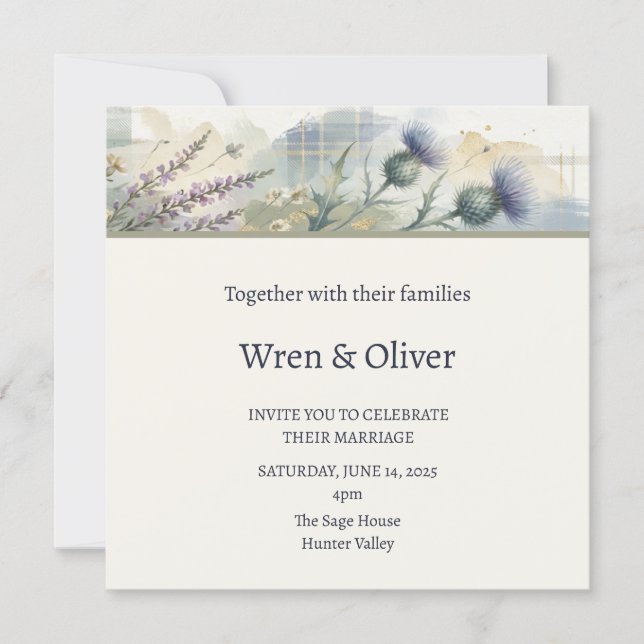 Invitation Mariage Aquarelle Paysage (Devant)