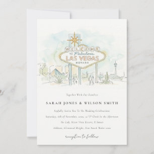 Invitation Mariage aquarelle paysage Las Vegas Nevada