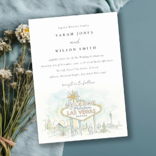 Invitation Mariage aquarelle paysage Las Vegas Nevada