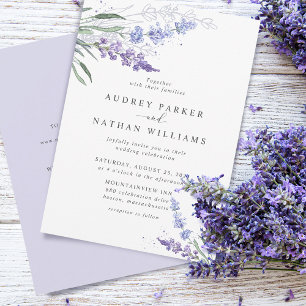 Invitation Mariage aquarelle romantique lavande avec détails