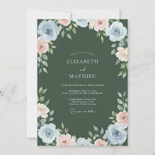Invitation Mariage aquarelle rose poussiéreux