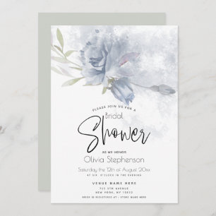 Invitation Mariage   Aquarelle Rustique Dusty Blue Roses