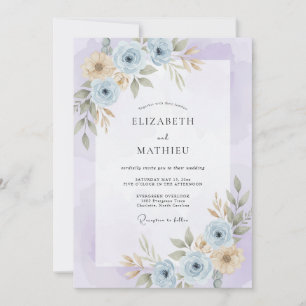 Invitation Mariage Aquarelle Serein Lavande
