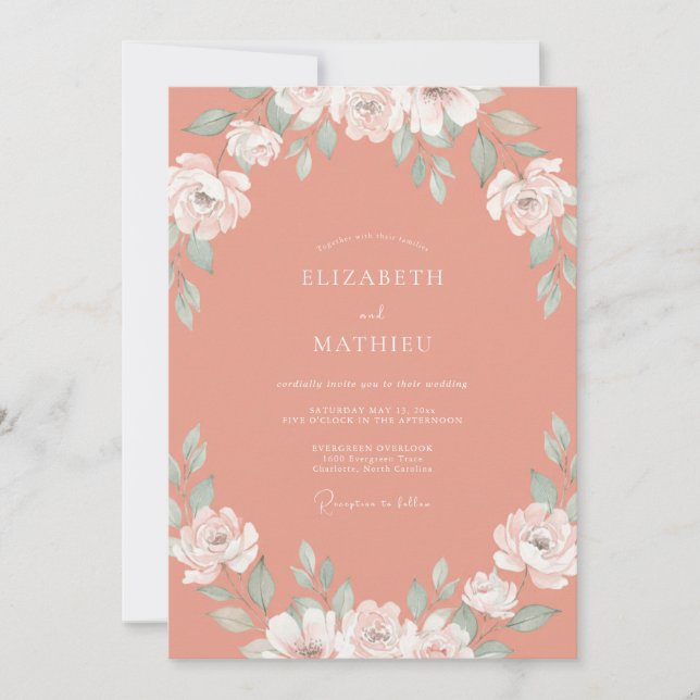 Invitation Mariage Aquarelle Terracotta Chaude (Devant)