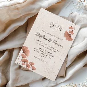 Invitation Mariage aquarelle terracotta rustique et monogramm