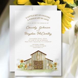 Invitation Mariage aquarelle tournesol grange rustique campag