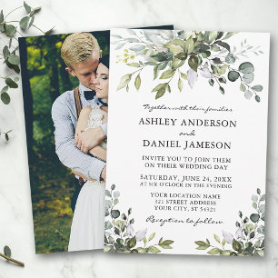 Invitation Mariage Aquarelle Verdure Photo Retour