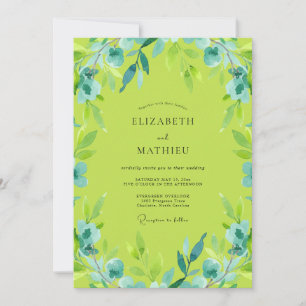 Invitation Mariage Aquarelle Vert Citron Radiant