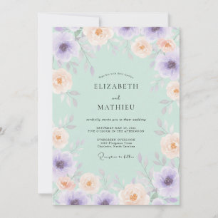 Invitation Mariage Aquarelle Vert Menthe Airy