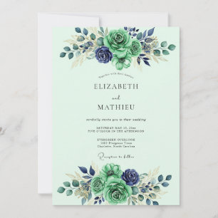 Invitation Mariage Aquarelle Verte Menthe Raffinée