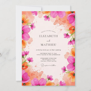 Invitation Mariage Aquarelle Vibrant Magenta