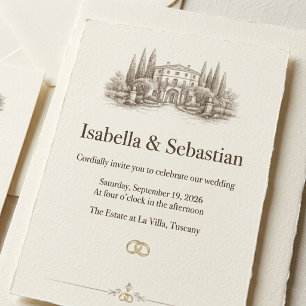 Invitation Mariage aquarelle Villa italien élégant