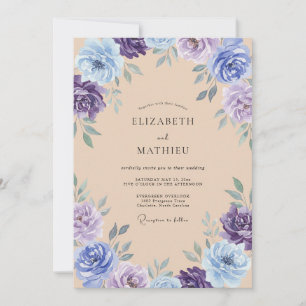 Invitation Mariage aquarelle violet améthyste