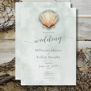 Invitation Mariage aquatique moderne Coastal Seashell
