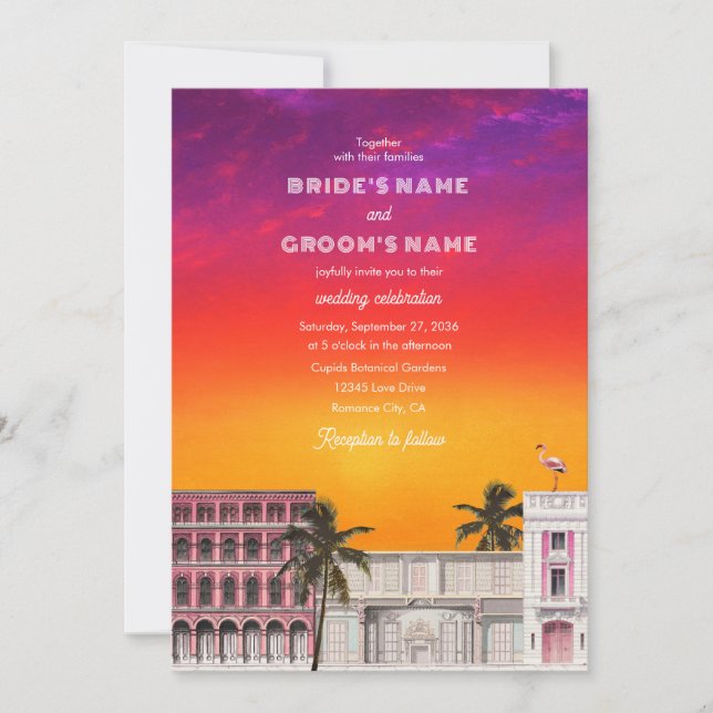 Invitation Mariage Arc-en-ciel de Miami Beach à Charleston av (Devant)