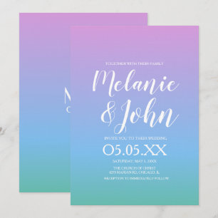 Invitation Mariage arc-en-ciel dégradé de ton ombre violet bl