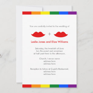 Invitation Mariage arc-en-ciel des lèvres lesbiennes LGBT