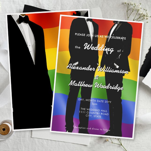 Invitation Mariage arc-en-ciel d'hommes gays modernes élégant (Créateur téléchargé)