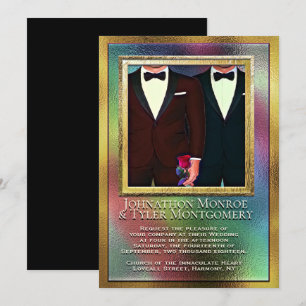 Invitation Mariage arc-en-ciel et gris