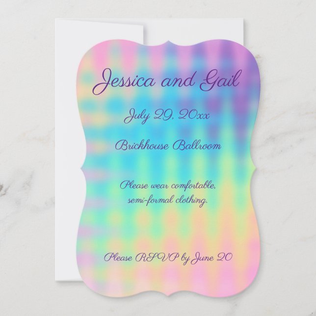 Invitation Mariage arc-en-ciel Pastel (Devant)