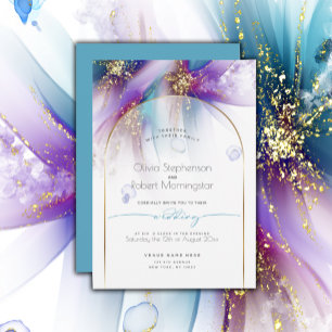 Invitation MARIAGE   Arc moderne Turquoise violet Abstrait