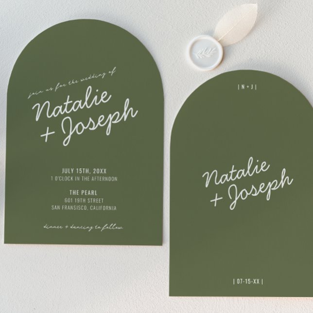 Invitation Mariage Arc Moderne Vert Fantaisiste d'Été (Créateur téléchargé)