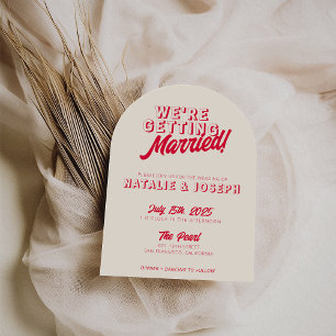 Invitation Mariage Arc Unique Rétro Funky Couleurs Modernes