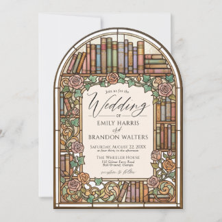 Invitation Mariage Arch en Verre Cathédrale Livres de Bibliot