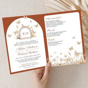 Invitation Mariage Arche de Papillon de Fleur Sauvage Beige T