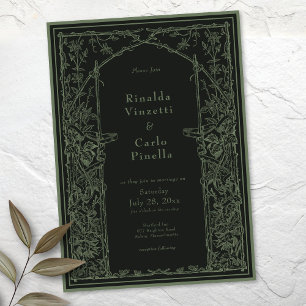 Invitation Mariage Arche de Treillis Botanique Vintage Vert S