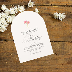 Invitation Mariage Arché Fleur sauvage Tendance Boho Rose Bol