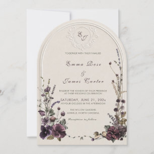 Invitation Mariage Archevêque Botanique Séché Monogramme Figu