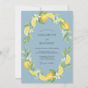 Invitation Mariage Ardoise Citron Eucalyptus