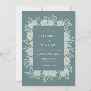 Invitation Mariage Ardoise Ivoire Rose