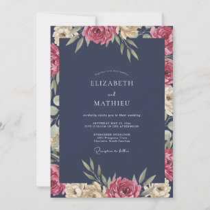 Invitation Mariage Ardoise Merlot Pétales
