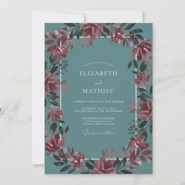 Invitation Mariage Ardoise Raisin (Devant)