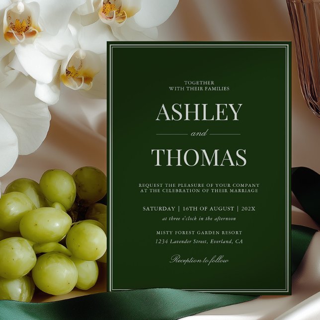 Invitation Mariage Argent Ancien Vert Foncé (Créateur téléchargé)