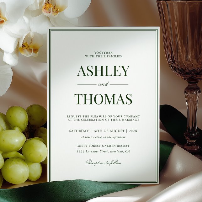 Invitation Mariage Argent Ancien Vert Foncé (Créateur téléchargé)
