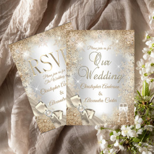 Invitation Mariage Argent Beige Crème Arc-en-Pearl Flocon de