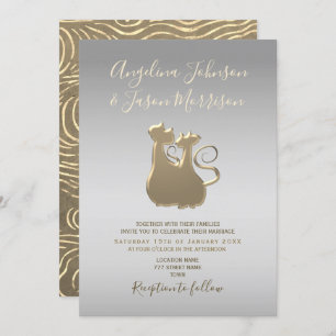 Invitation Mariage argent et or chic