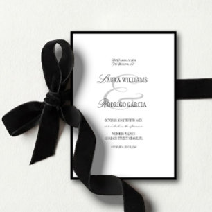 Invitation Mariage Argent Noir Éditorial Vieille Fortune
